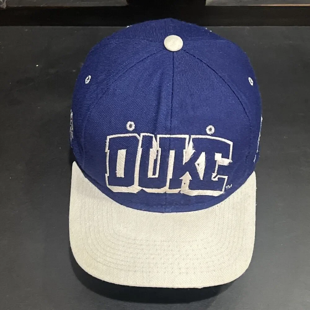 Vintage 90s Duke Blue Devils “Go Duke!” Blue White Wool SnapBack Hat